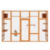Wooden Cat Enclosure with 6 Jumping Platforms, 2 Cat Condos, Cat Bridge and Scratching Board, Orange